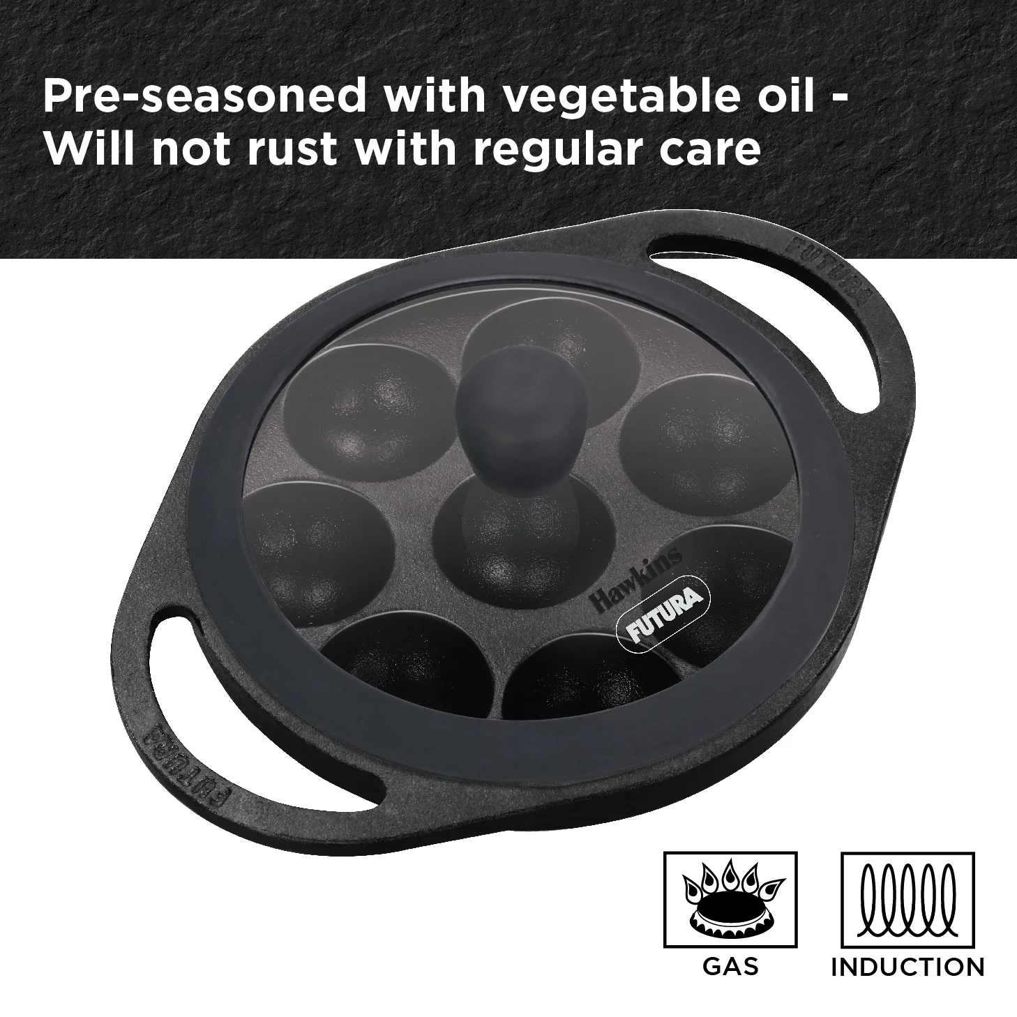 Cast Iron Appe Pan 16cm with Glass Lid (CIAP16G) - Image 5