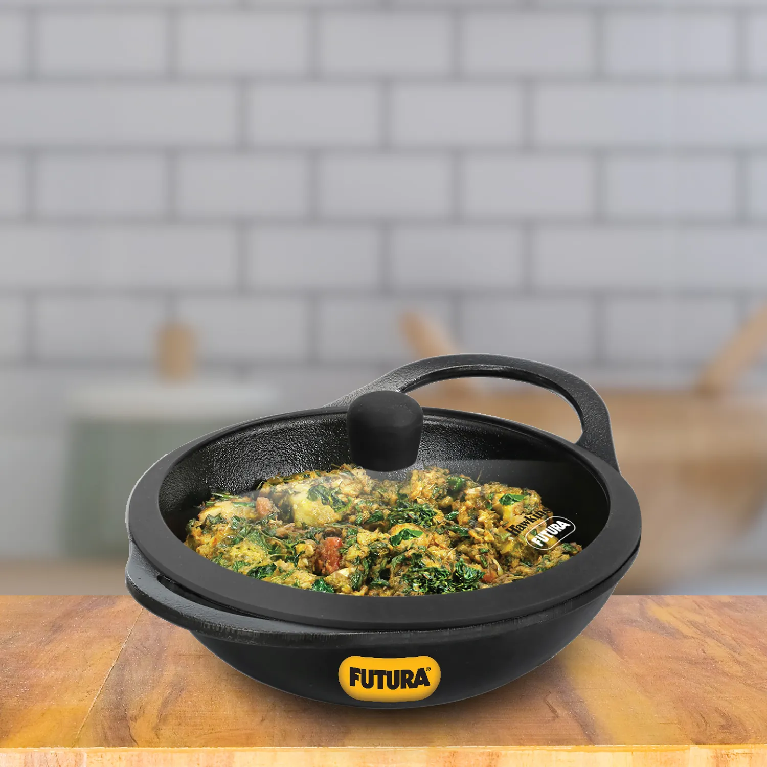 Cast Iron Kadhai 2 Litre with Glass Lid (CIK20G)