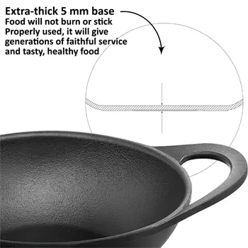 Cast Iron Kadhai 3.5 Litre with Glass Lid (CIK35G) - Image 6