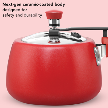 Cerenity 3 Litre Pressure Cooker, Tomato Red (ICR30) - Image 2