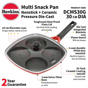 Die Cast Multi Snack Pan with Glass Lid (DCMS30G) - Image 2