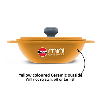 Die Cast Yellow Round Mini Casserole 0.75 Litre with Lid (MCRY75) - Image 6