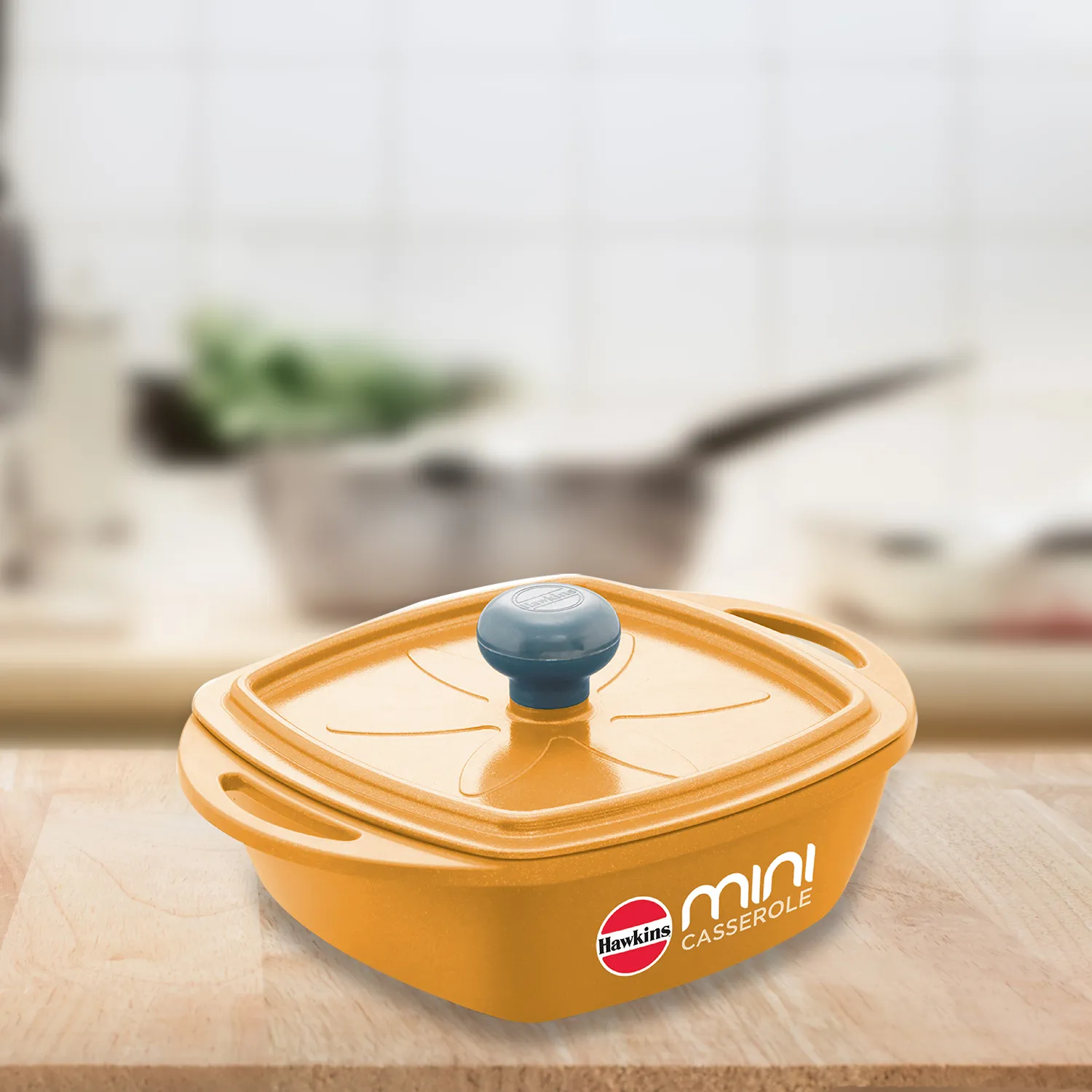 Die Cast Yellow Square Mini Casserole 0.75 Litre with Lid (MCSY75)