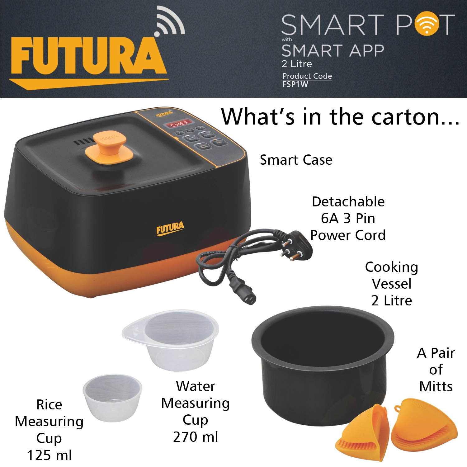 Futura Smartpot with Smart App, 2 Litre Smart Electric Cooker (FSP1W) - Image 5