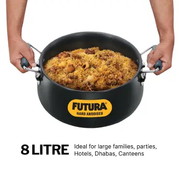 Hard Anodised Biryani Handi 8 Litre with Hard Anodised Lid (ABH8) - Image 2