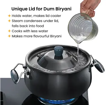 Hard Anodised Biryani Handi 8 Litre with Hard Anodised Lid (ABH8) - Image 3