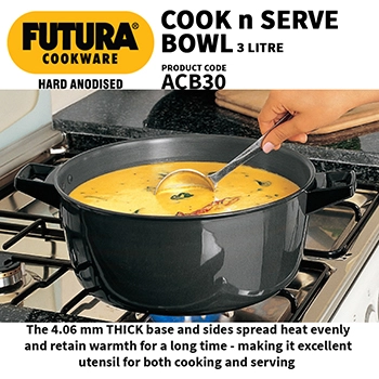 Hard Anodised Cook-n-Serve Bowl 3 Litre with Hard Anodised Lid (ACB30) - Image 4