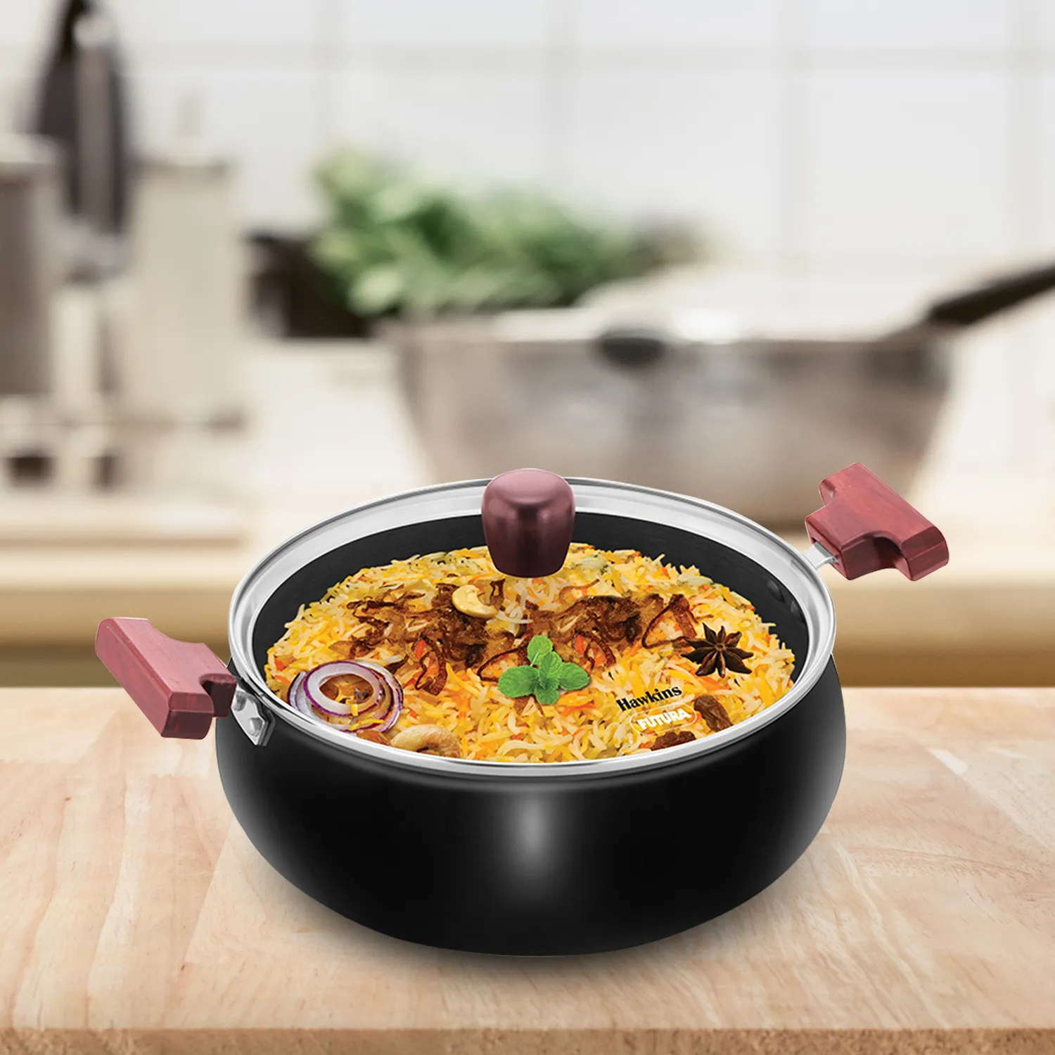 Hard Anodised Cook-n-Serve Handi 5 Litre with Glass Lid (ACH50G)