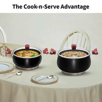 Hard Anodised Cook-n-Serve Handi 5 Litre with Glass Lid (ACH50G) - Image 5