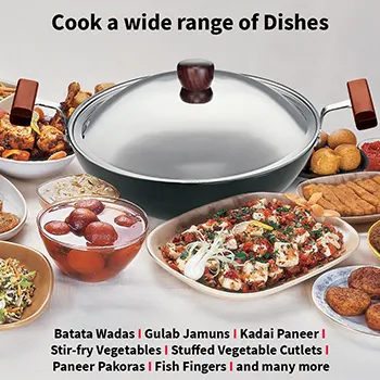 Hard Anodised Deep-Fry Pan 1.5 Litre with Stainless Steel Lid (Round Bottom, 3.25 mm Thick) (AK15S) - Image 5