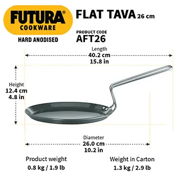 Hard Anodised Flat Tava 26 cm (4.88 mm Thick) (AFT26) - Image 3