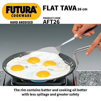 Hard Anodised Flat Tava 26 cm (4.88 mm Thick) (AFT26) - Image 4