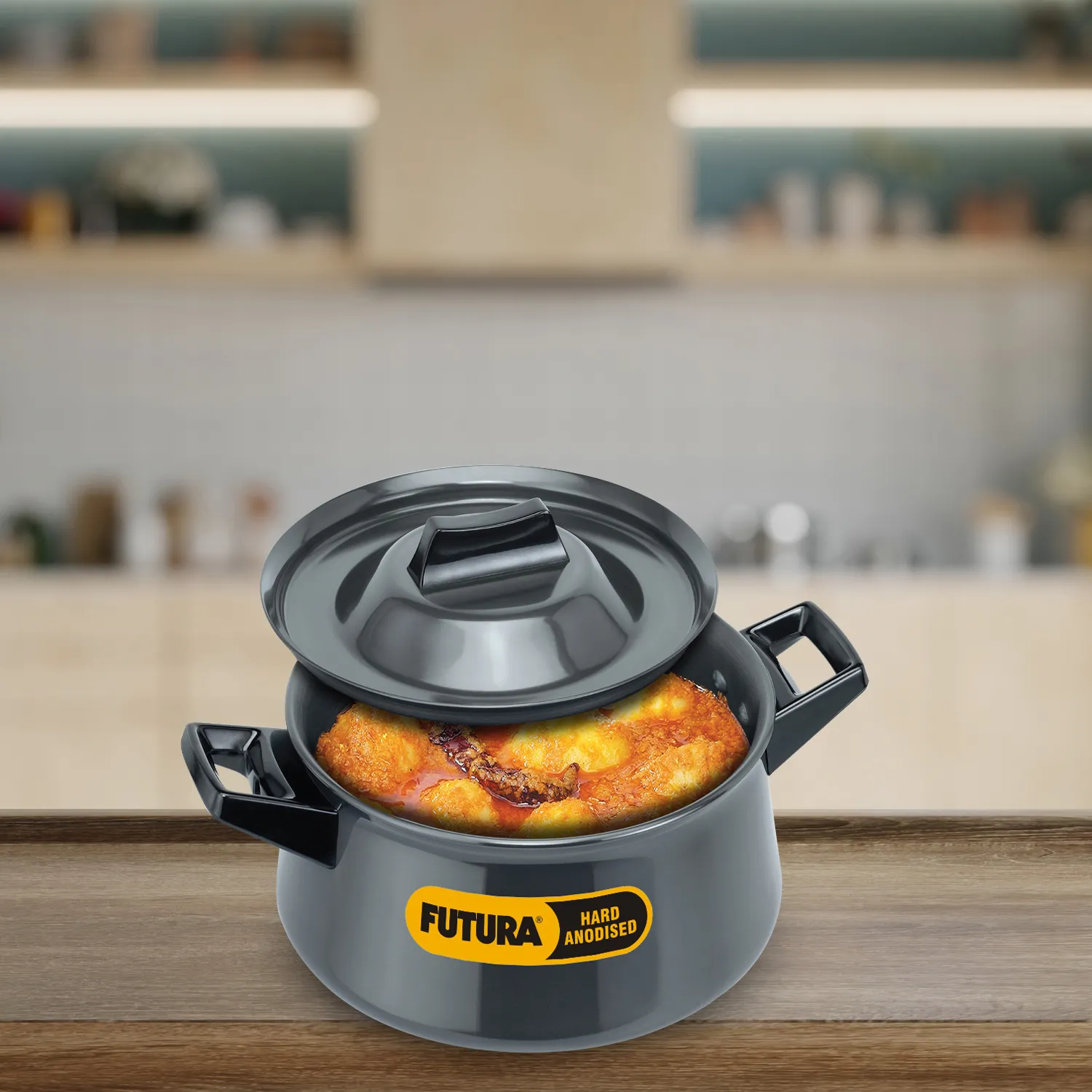Hard Anodised Handi Saucepan 3 Litre with Hard Anodised Lid (4.06 mm Thick) (AH3S)