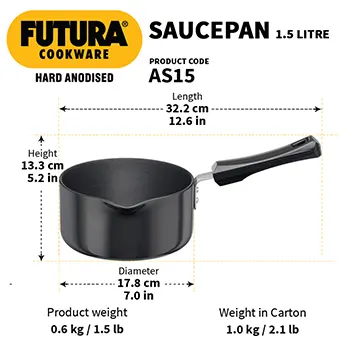 Hard Anodised Saucepan 1.5 Litre (3.25 mm Thick) (AS15) - Image 3