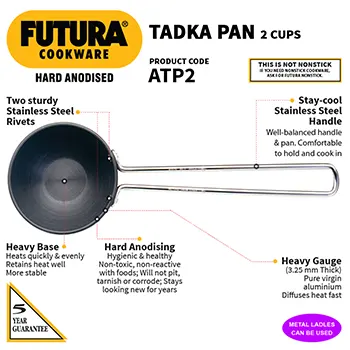 Hard Anodised Tadka Pan (Spice Heating Pan) 0.48 Litre (3.25 mm Thick) (ATP2) - Image 2