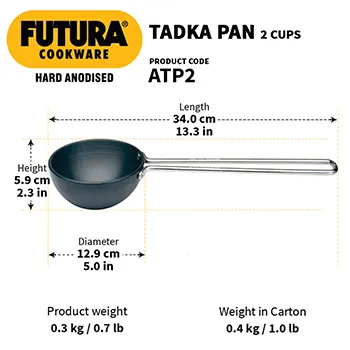 Hard Anodised Tadka Pan (Spice Heating Pan) 0.48 Litre (3.25 mm Thick) (ATP2) - Image 3