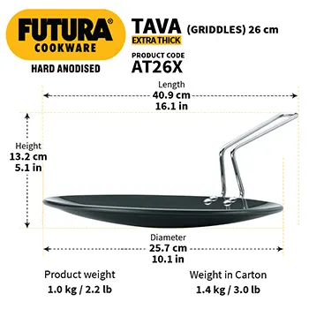 Hard Anodised Tava 26 cm (6.35 mm Thick) (AT26X) - Image 3