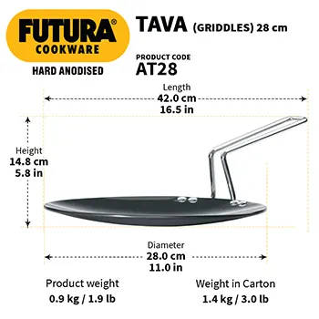 Hard Anodised Tava 28 cm (4.88 mm Thick) (AT28) - Image 3