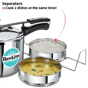 Hawkins Classic Tri-Ply Stainless Steel 5 Litre with Separators (SSTCL51) - Image 3