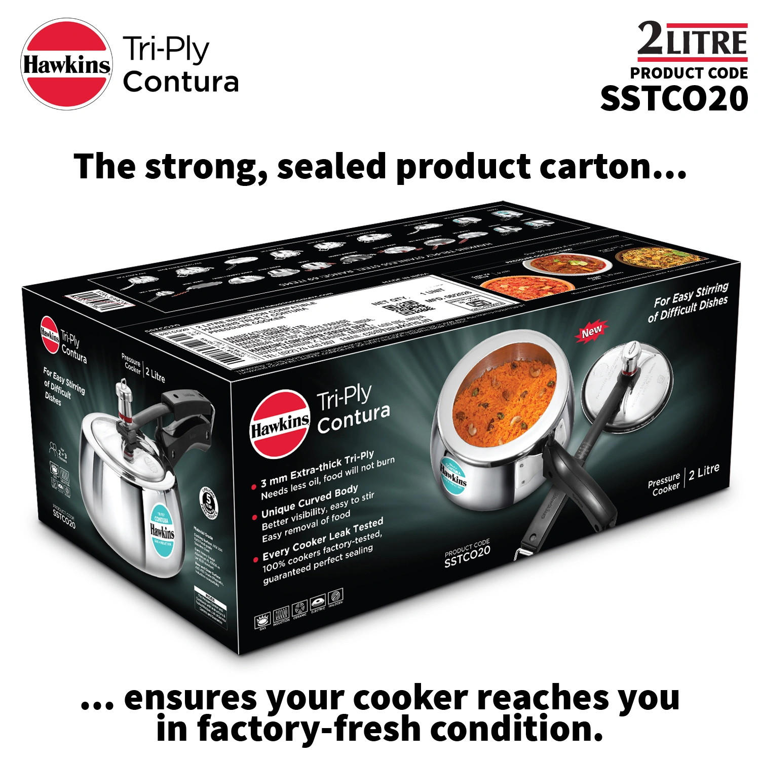 Hawkins Contura Tri-Ply Stainless Steel 2 Litre (SSTCO20) - Image 6