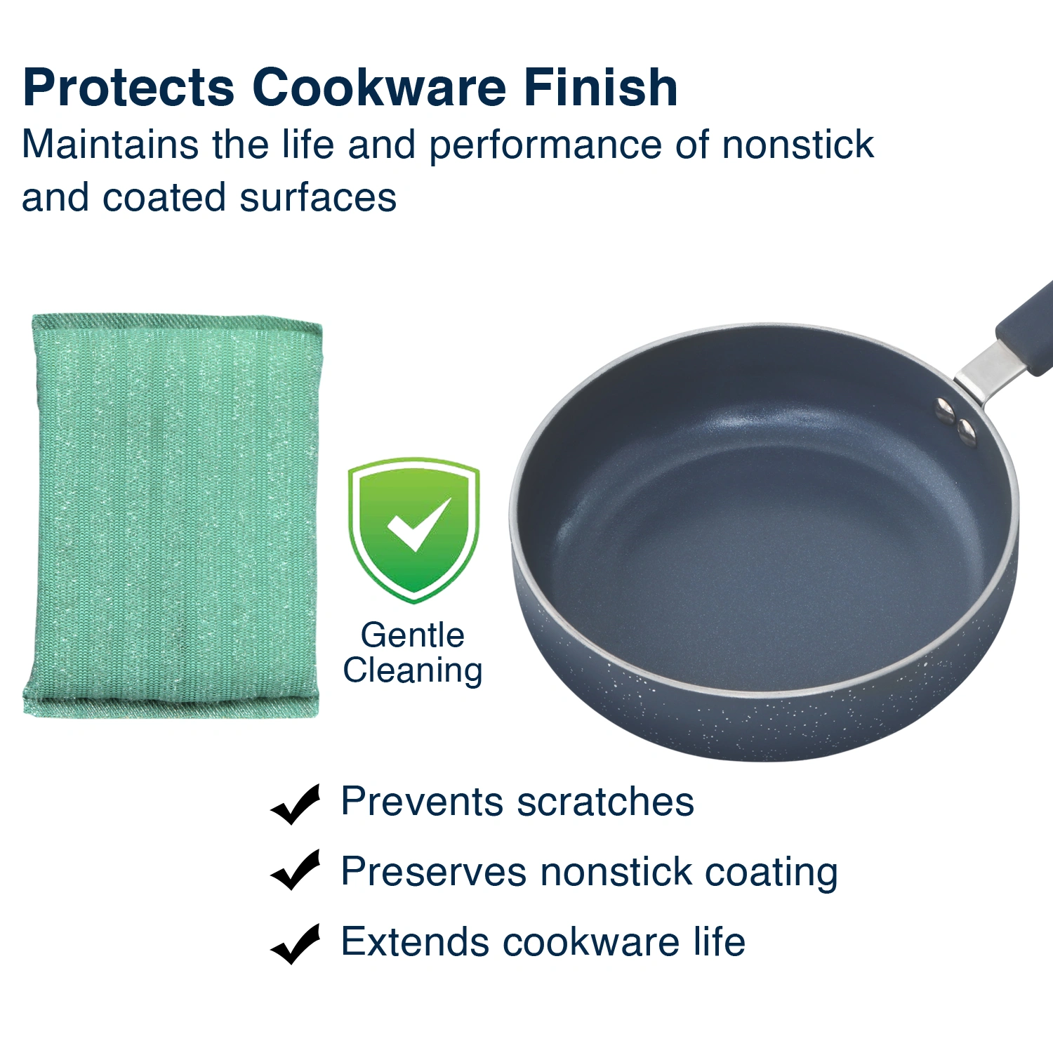 Hawkins Nonstick Scrubber, Non-Scratch Polyester Cleaning Pad, Safe for Nonstick, Ceramic, Glass & Delicate Surfaces, Large Size for Fast Cleaning (NSS) - Image 4