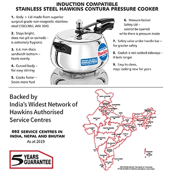 Hawkins Stainless Steel Contura 5 Litre (SSC50) - Image 3