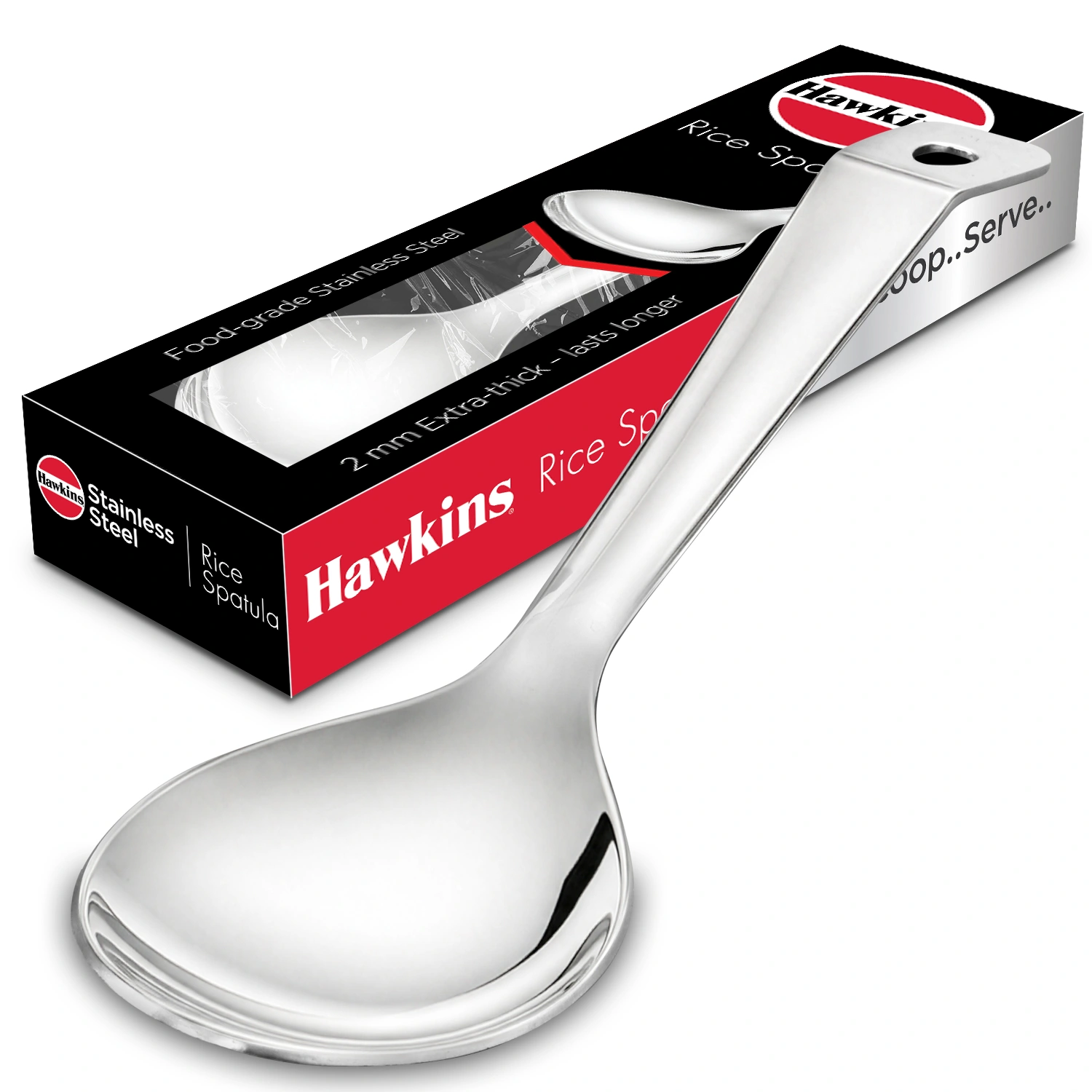 Hawkins Stainless Steel Rice Spatula, Heavy Gauge Food Grade Stainless Steel, Broad Serving Spoon, Ideal for Rice, Biryani, Pulao & Serving (SSPTR)