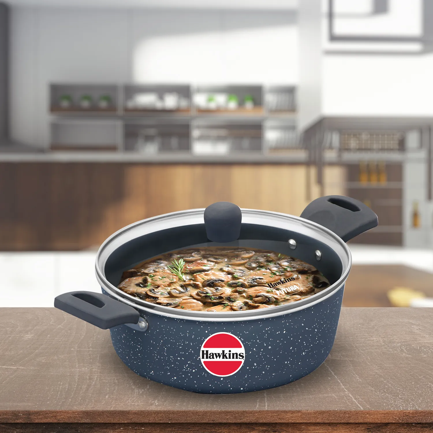 Induction Compatible Ceramic Nonstick Cook n Serve Bowl 3 Litre with Glass Lid (ICCB30G)