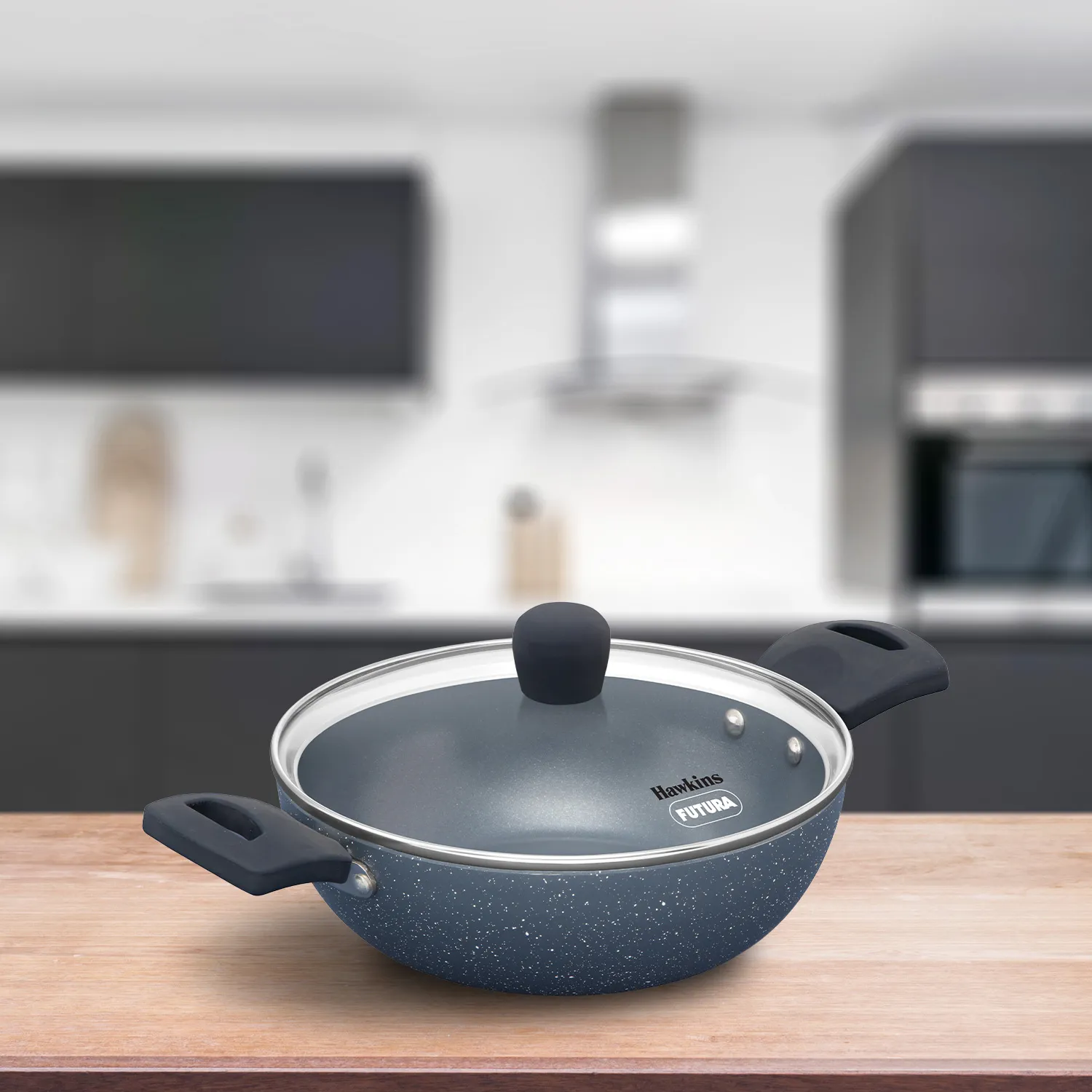 Induction Compatible Ceramic Nonstick Deep Kadhai 1.75 Litre with Glass Lid (ICK175G)