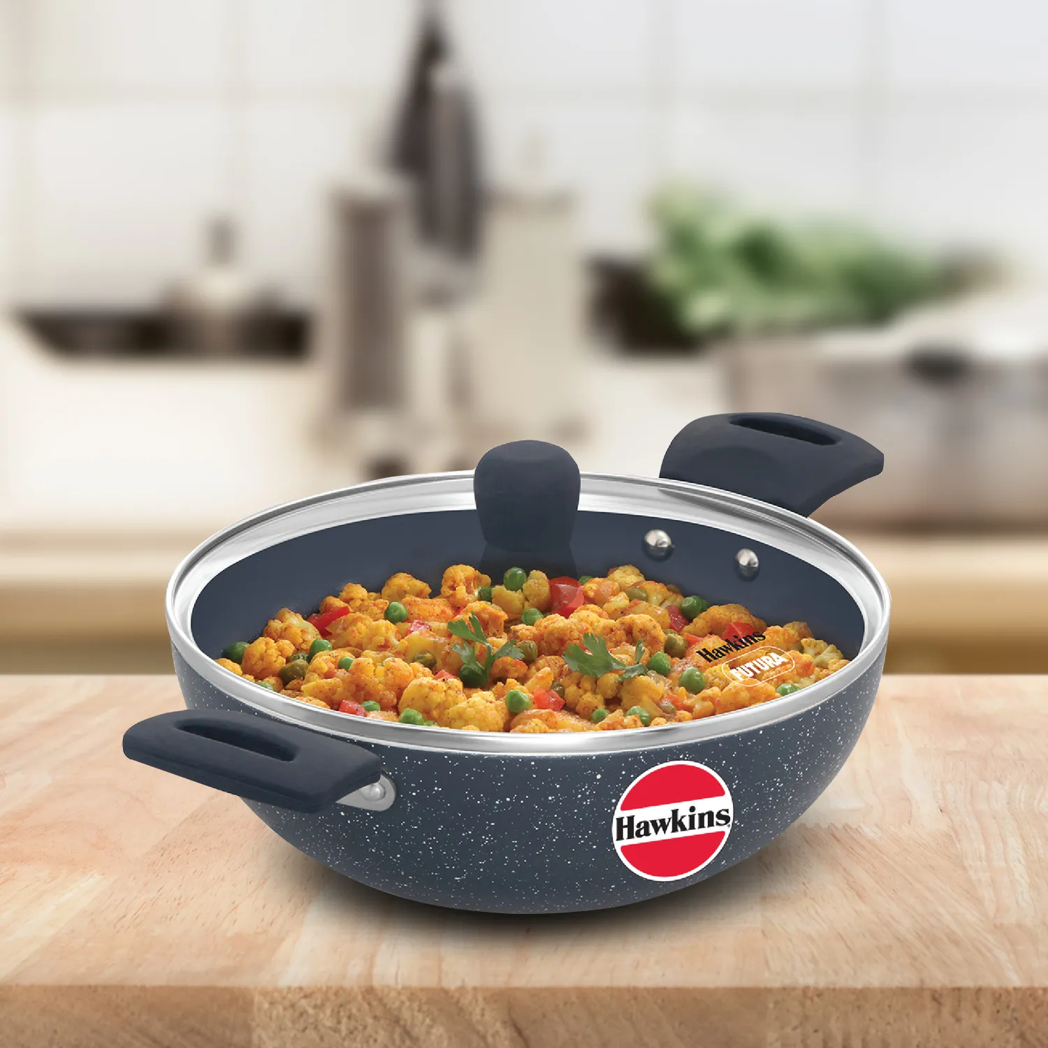 Induction Compatible Ceramic Nonstick Deep Kadhai 2.5 Litre with Glass Lid (ICK25G)