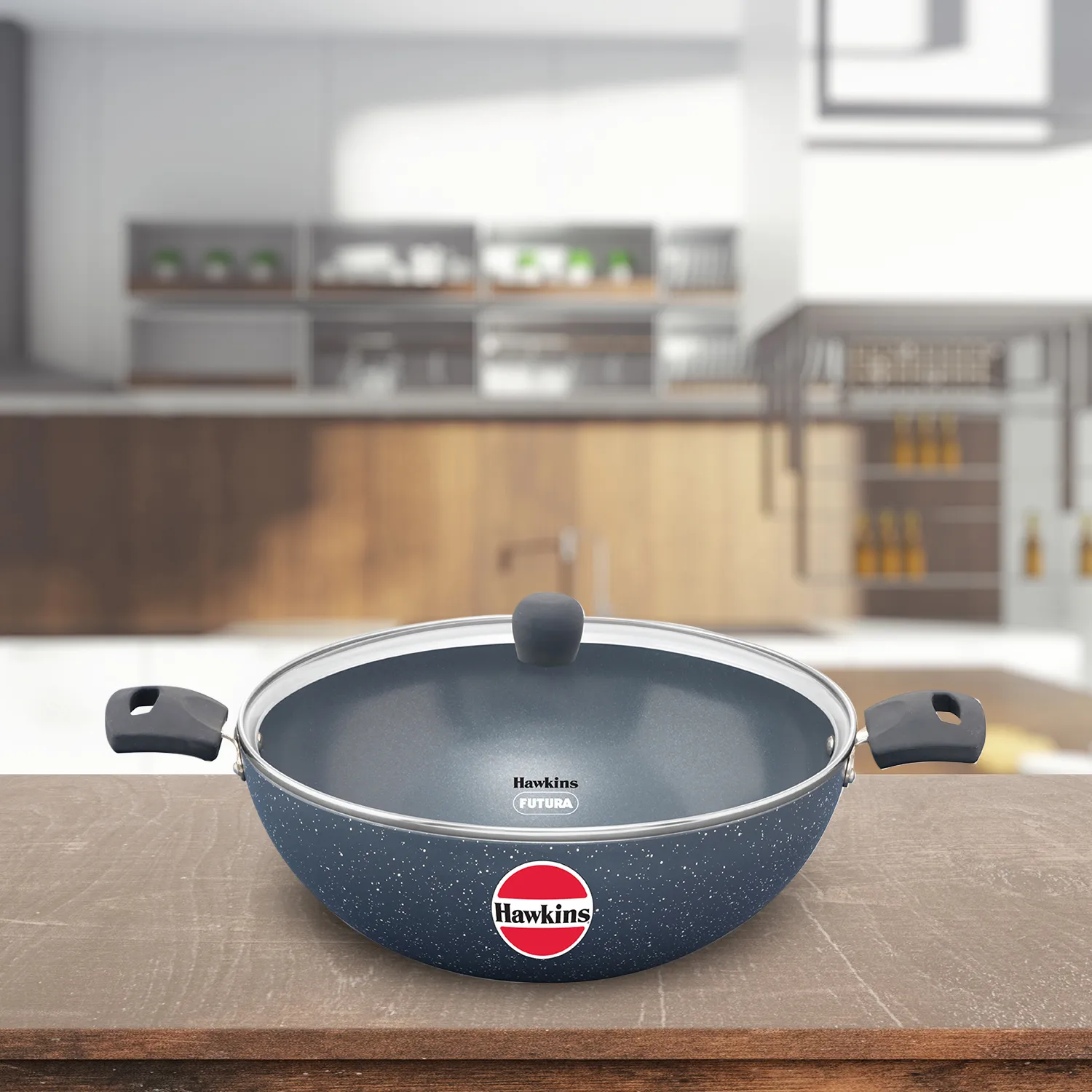 Induction Compatible Ceramic Nonstick Deep Kadhai 5 Litre with Glass Lid (ICK50G)