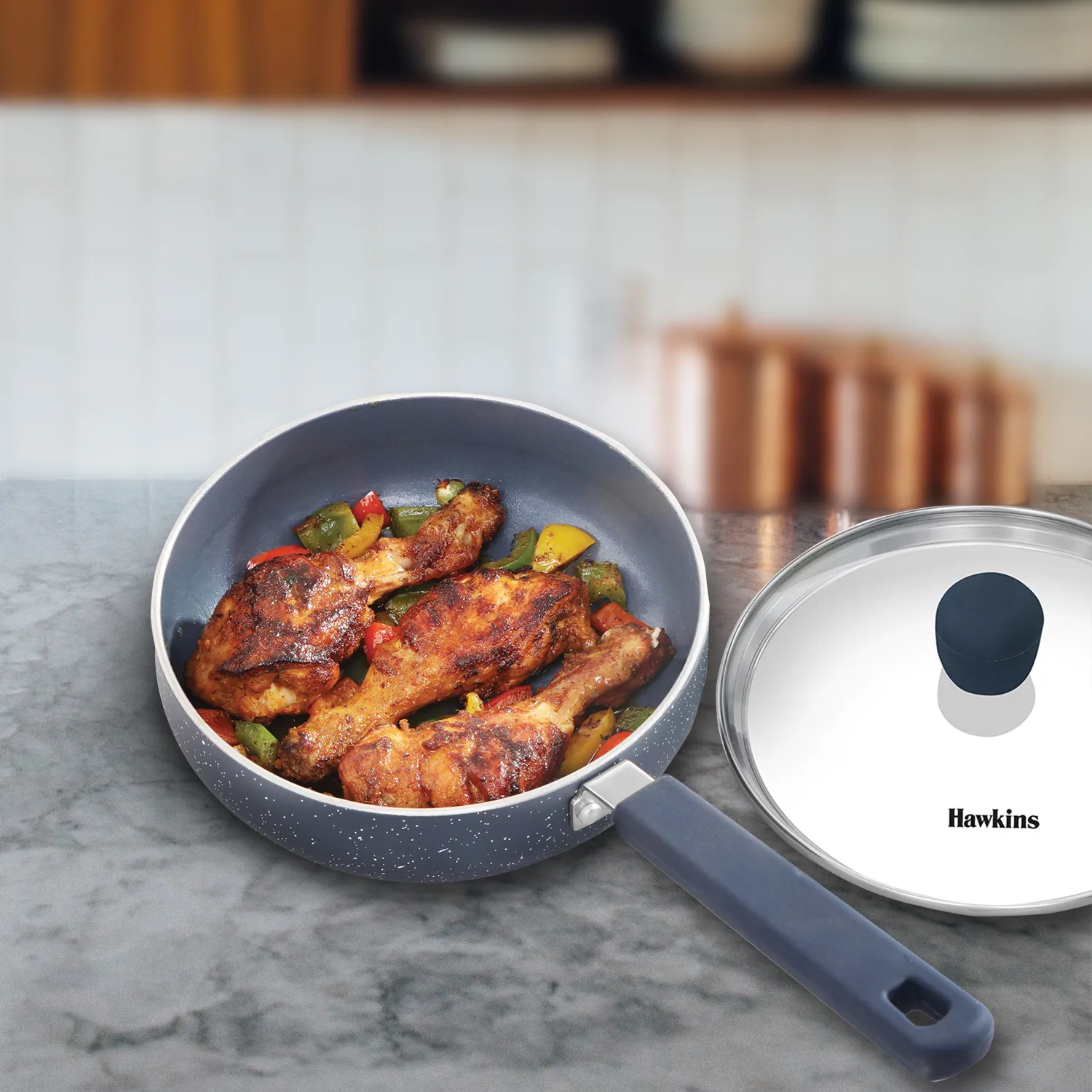 Induction Compatible Ceramic Nonstick Frying Pan 16 cm with Glass Lid (ICF16G)