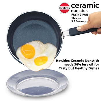 Induction Compatible Ceramic Nonstick Frying Pan 16 cm with Glass Lid (ICF16G) - Image 2