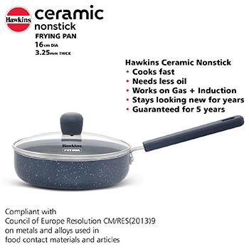 Induction Compatible Ceramic Nonstick Frying Pan 16 cm with Glass Lid (ICF16G) - Image 3