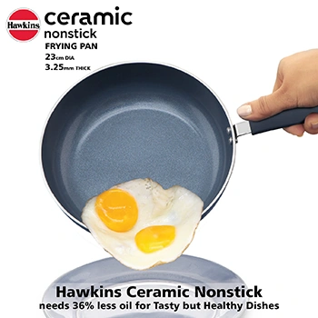 Induction Compatible Ceramic Nonstick Frying Pan 23 cm with Glass Lid (ICF23G) - Image 2