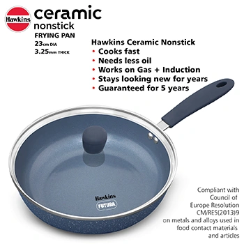 Induction Compatible Ceramic Nonstick Frying Pan 23 cm with Glass Lid (ICF23G) - Image 3