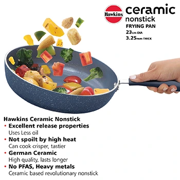 Induction Compatible Ceramic Nonstick Frying Pan 23 cm with Glass Lid (ICF23G) - Image 4