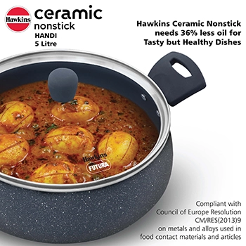 Induction Compatible Ceramic Nonstick Handi 5 Litre with Glass Lid (ICH50G) - Image 2