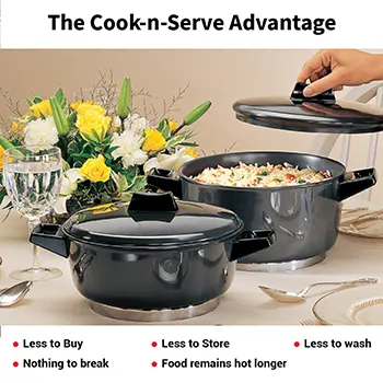 Induction Compatible Cook-n-Serve Bowl 2 Litre with Hard Anodised Lid (IACB20) - Image 5