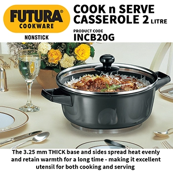 Induction Compatible Cook n Serve Casserole 2 Litre with Glass lid (INCB20G) - Image 4
