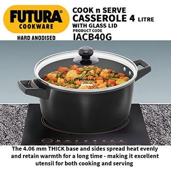 Induction Compatible Cook n Serve Casserole 4 Litre with Glass lid (IACB40G) - Image 4