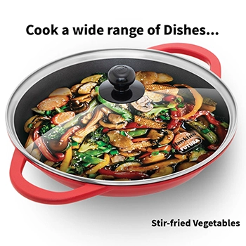 Induction Compatible Die Cast Shallow Kadhai 3 Litre with Glass lid (IDCSK3G) - Image 4