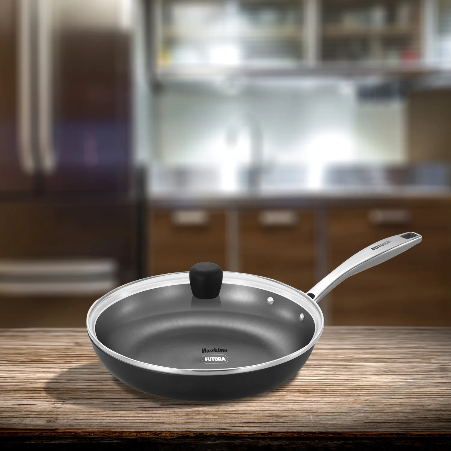 Induction Compatible Futura Ironman 26 cm Slim Cast Iron Frying Pan with Glass Lid (IMF26G)