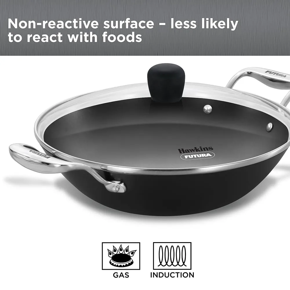 Induction Compatible Futura Ironman Slim Cast Iron Kadhai 2.5 Litre with Glass Lid (IMK25G) - Image 4