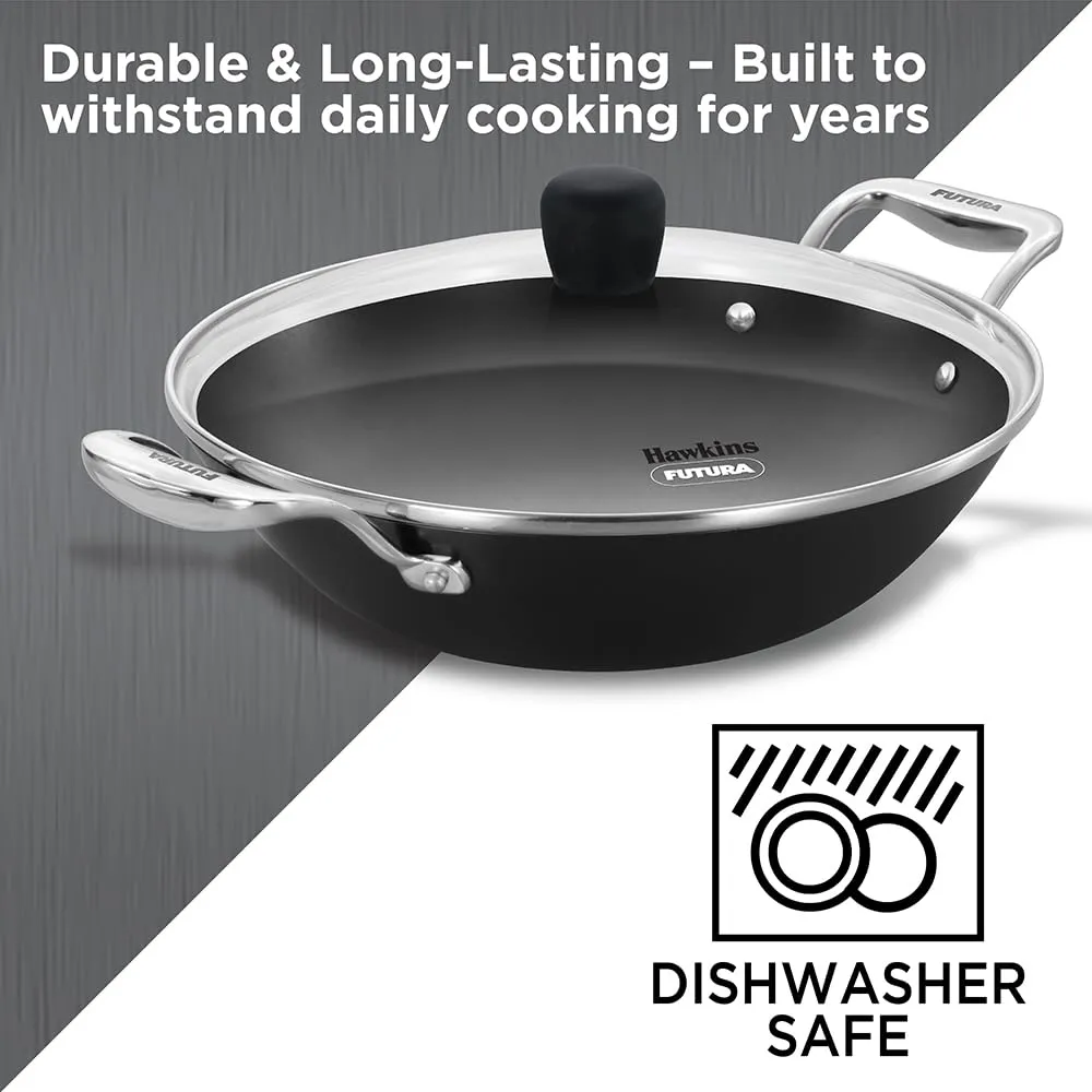 Induction Compatible Futura Ironman Slim Cast Iron Kadhai 2.5 Litre with Glass Lid (IMK25G) - Image 5