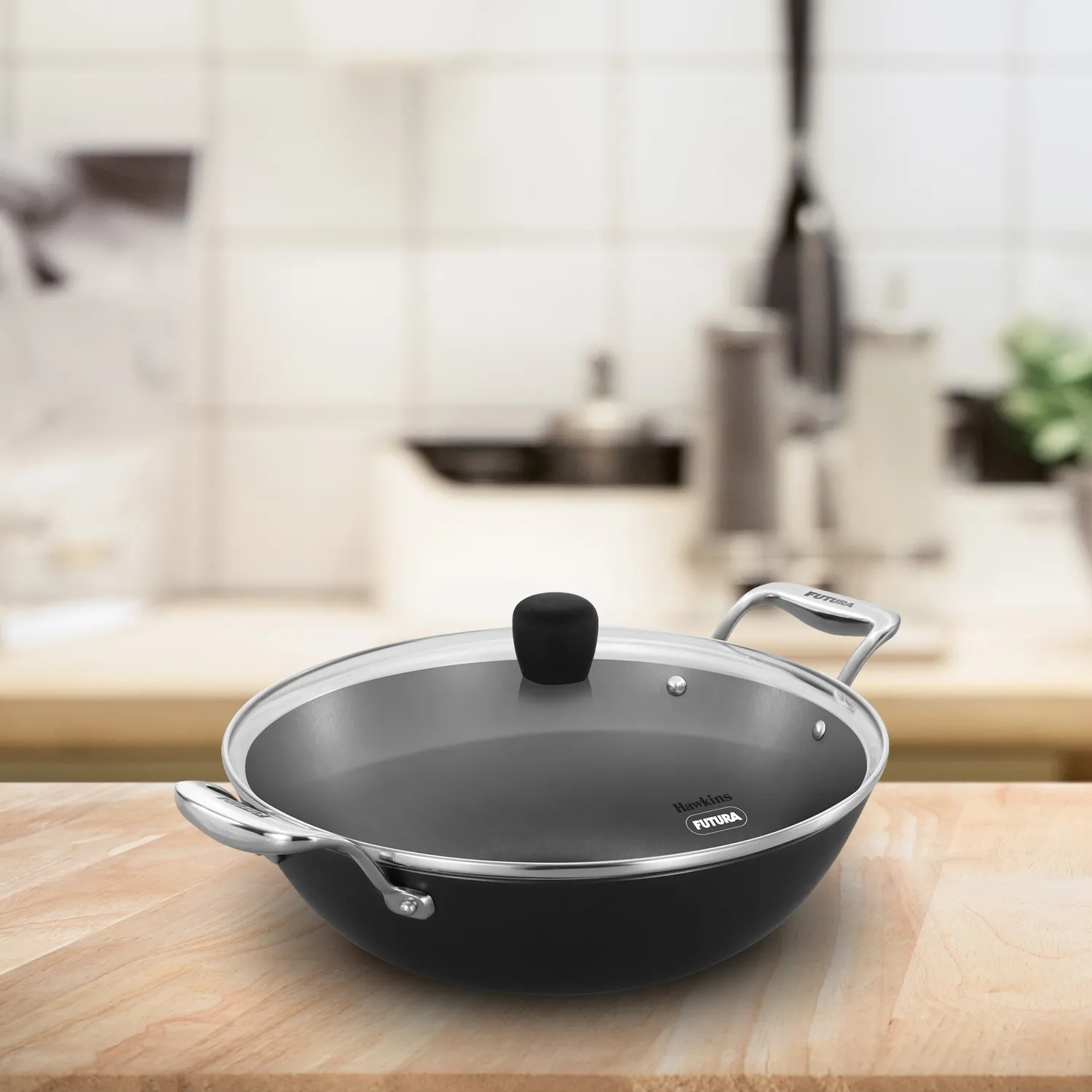 Induction Compatible Futura Ironman Slim Cast Iron Kadhai 4 Litre with Glass Lid (IMK40G)