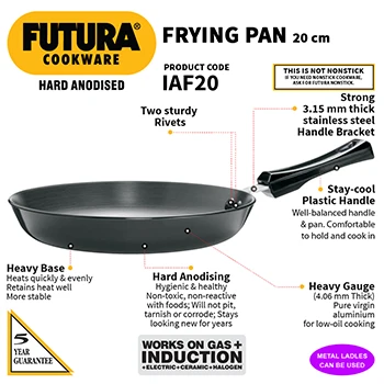 Induction Compatible Hard Anodised Frying Pan 20 cm (3.25 mm Thick) (IAF20) - Image 2
