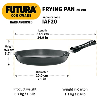 Induction Compatible Hard Anodised Frying Pan 20 cm (3.25 mm Thick) (IAF20) - Image 3