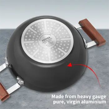 Induction Compatible Hard Anodised Kadhai (Deep-Fry Pan) 2 Litre with Glass Lid (3.25 mm Thick) (IAK20G) - Image 3