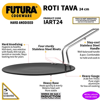 Induction Compatible Hard Anodised Roti Tava 24 cm (4.88 mm Thick) (IART24) - Image 2